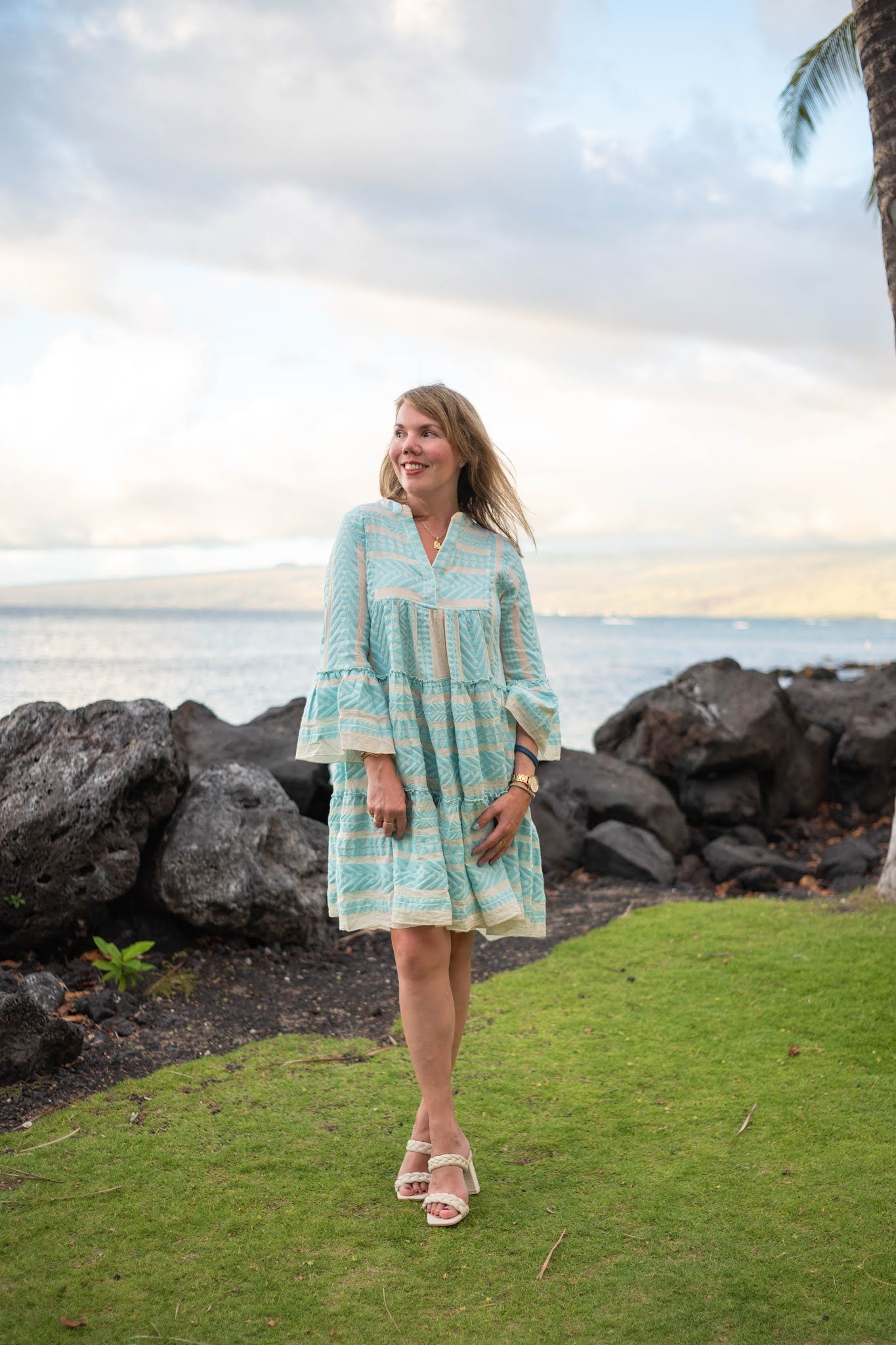 Tiered Mini Dress with Bell Sleeves for Beachy Vibes — Hawaii Outfits