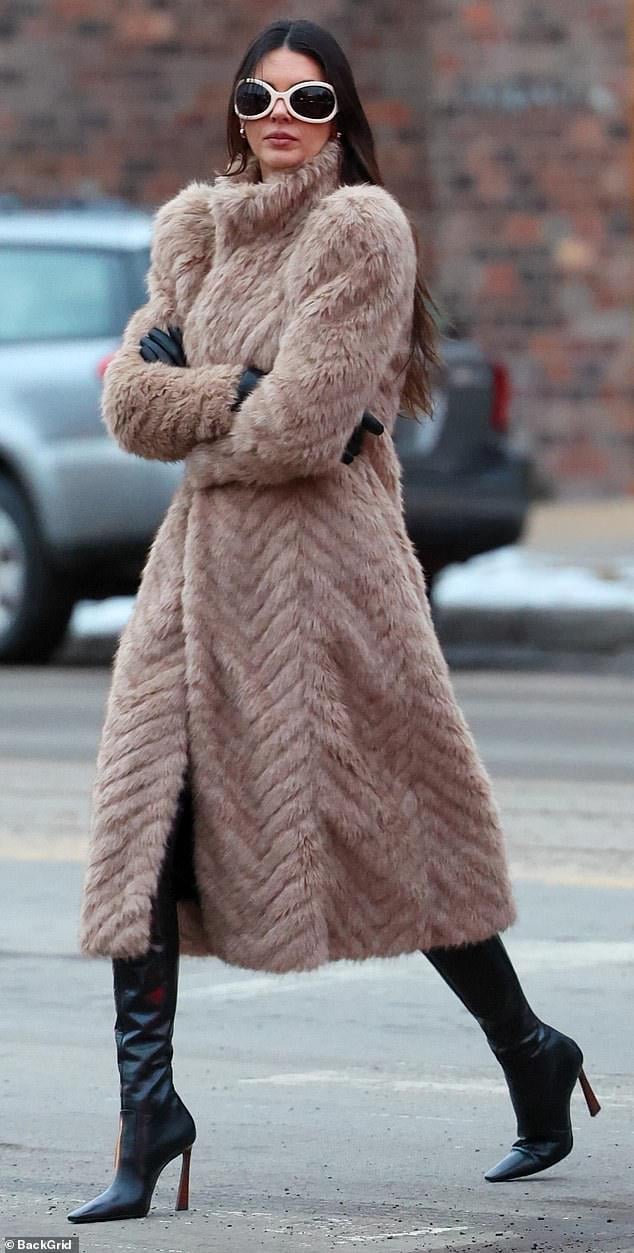 Chevron Faux Fur Coat for Winter Chevron Faux Fur Coat for Winter — Mob Wife Outfits