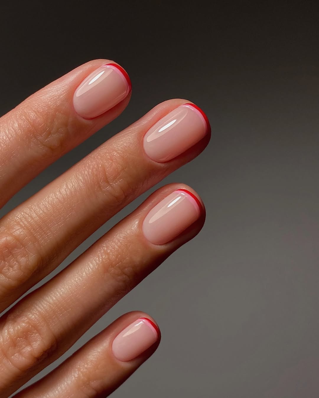 Sheer Nude Base Red Visual Idea Sheer Nude Base Red Visual Idea — Micro French Nails
