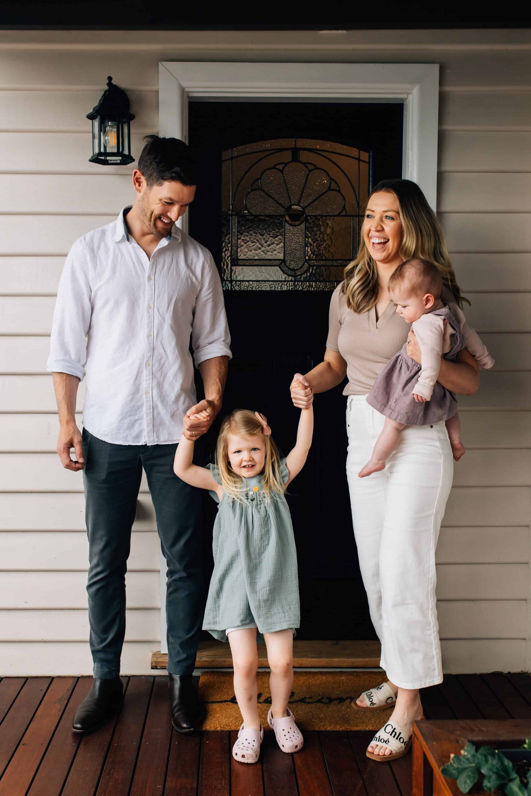 White Slides Black Dress Shoes Outfit Idea White Slides Black Dress Shoes Outfit Idea — Family Photo Outfits