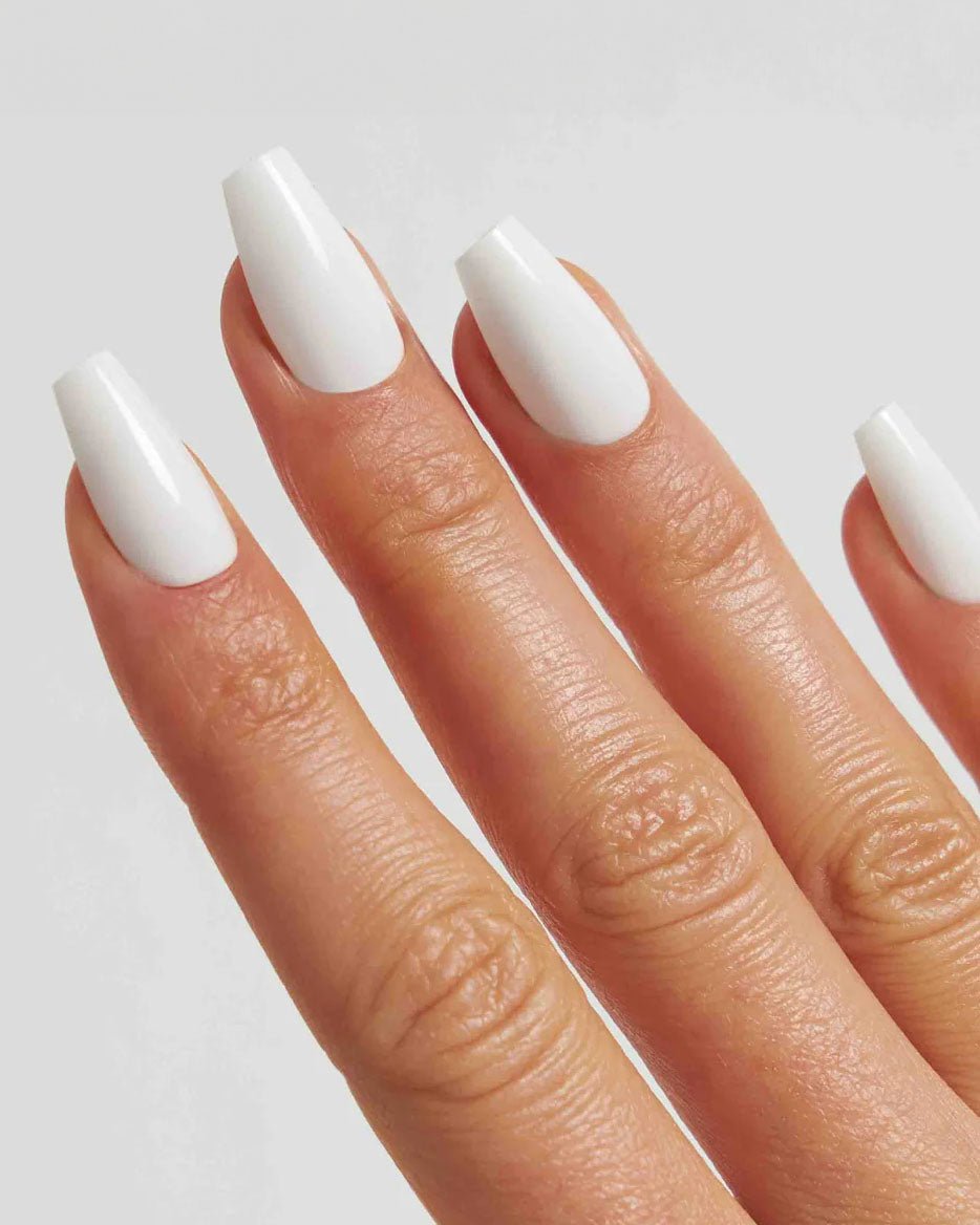 Opaque Bright White Glossy Short Coffin Nails