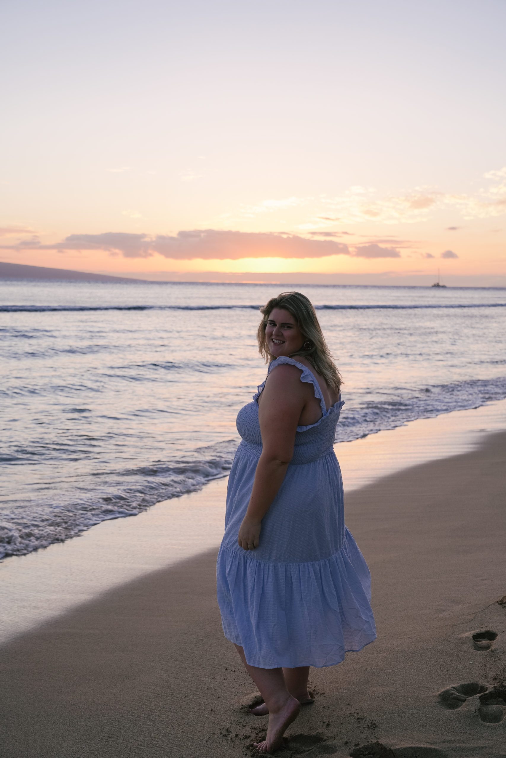 Gauzy Light Blue Maxi Dress for Sunset Beach Walks — Hawaii Outfits