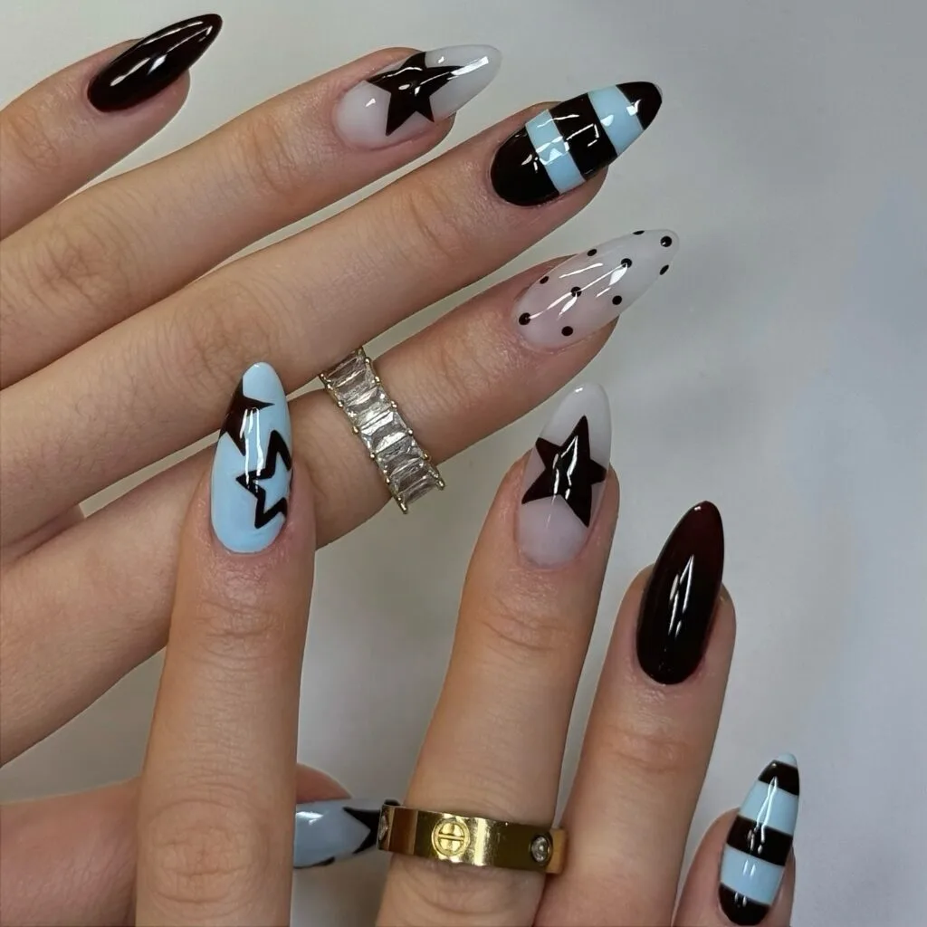 Graphic Y2K Almonds with Stars and Stripes Graphic Y2K Almonds with Stars and Stripes — Y2K Nails