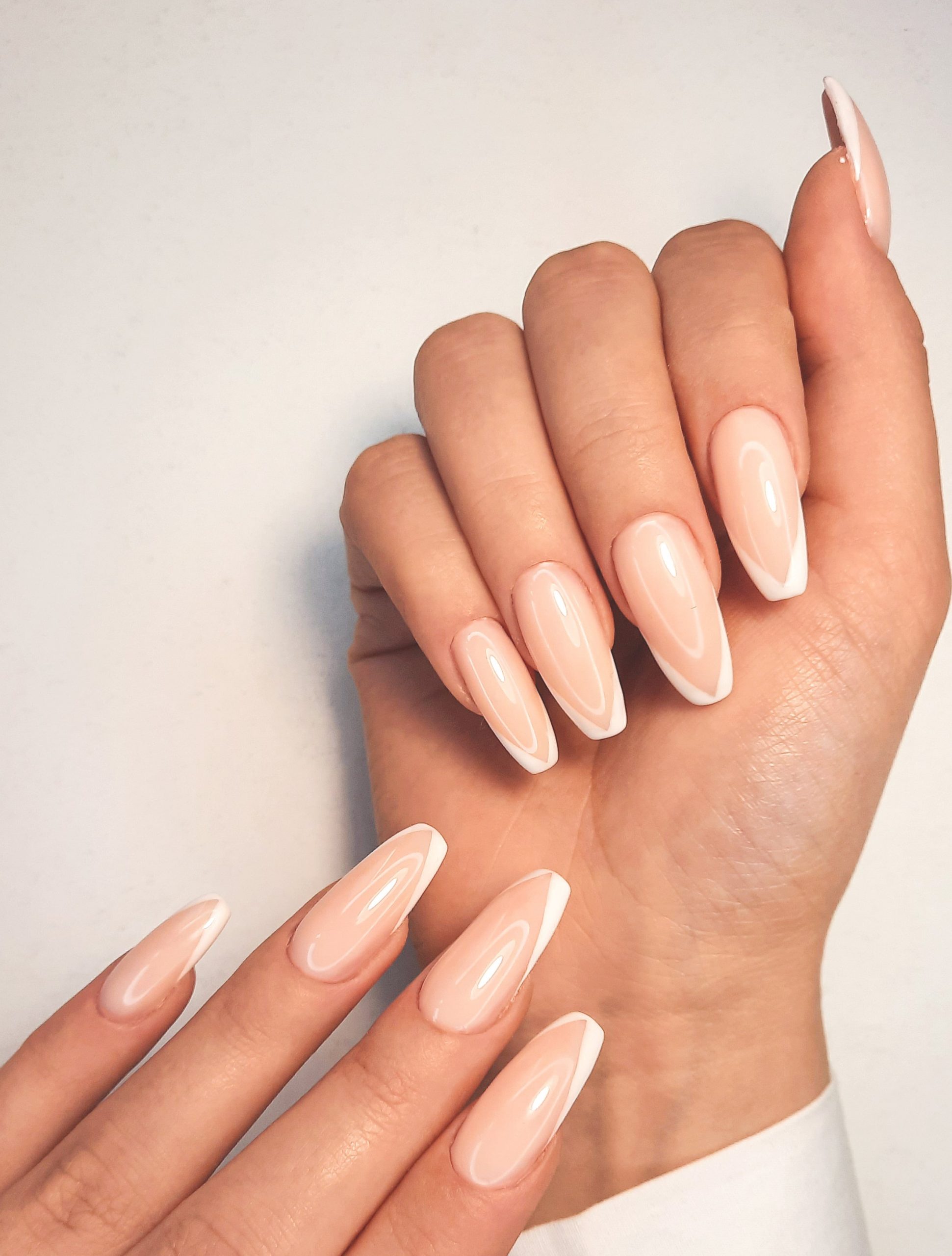 Long Coffin Sheer Nude French Tips — Bridesmaid Nails