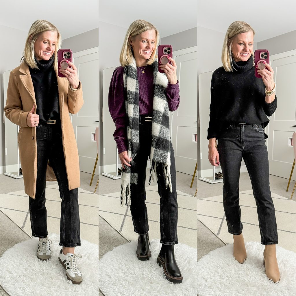 Wool Coat Knit Sweaters Denim Outfit Idea Wool Coat Knit Sweaters Denim Outfit Idea — Capsule Wardrobe