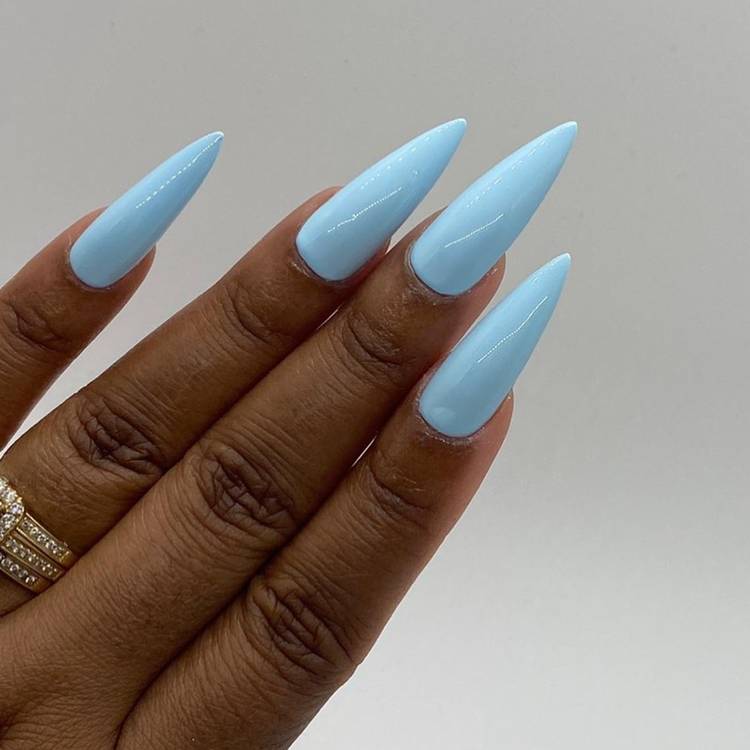 Vibrant Pastel Blue Glossy Stilettos — Stiletto Nails