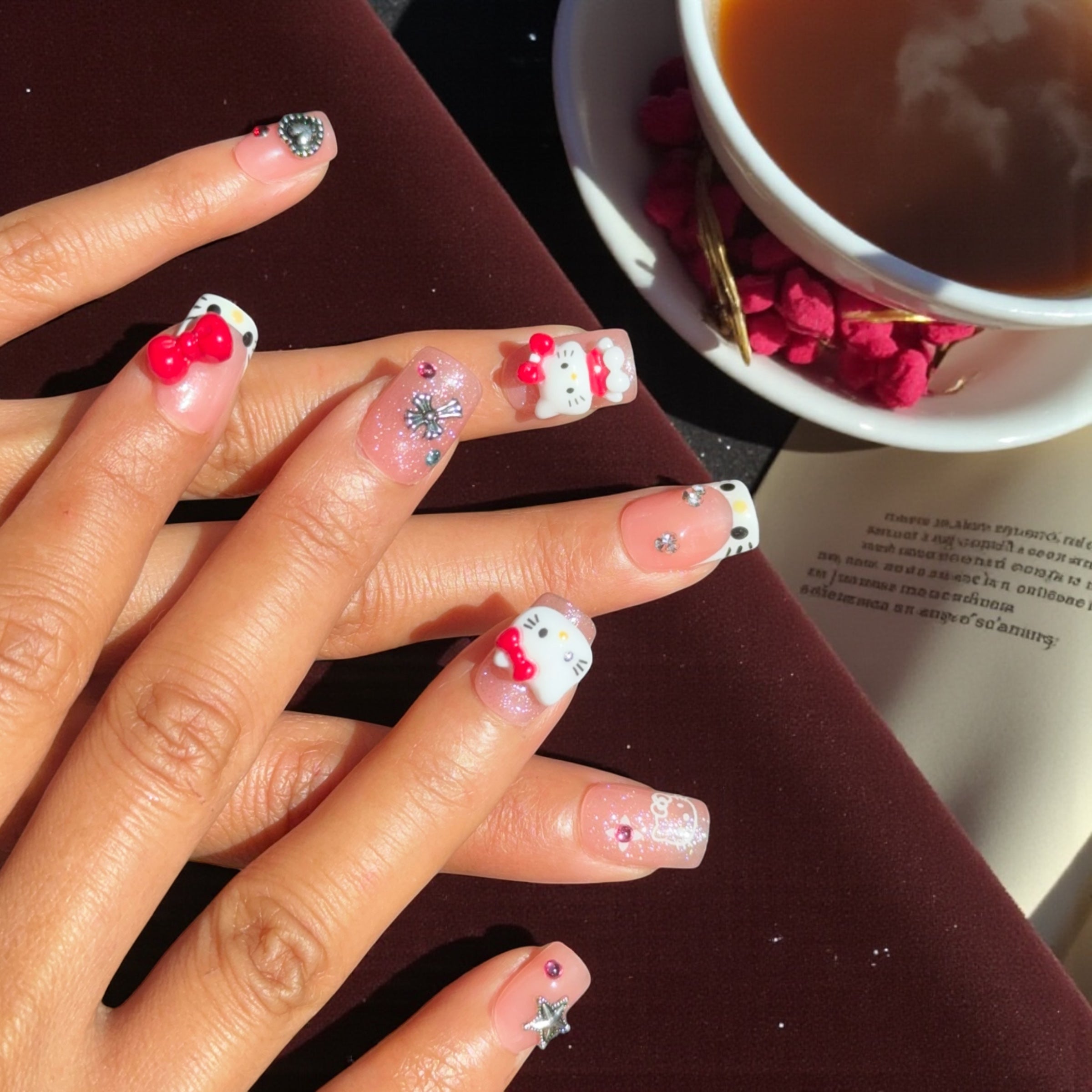 3D Hello Kitty Glitter Square — Hello Kitty Nails
