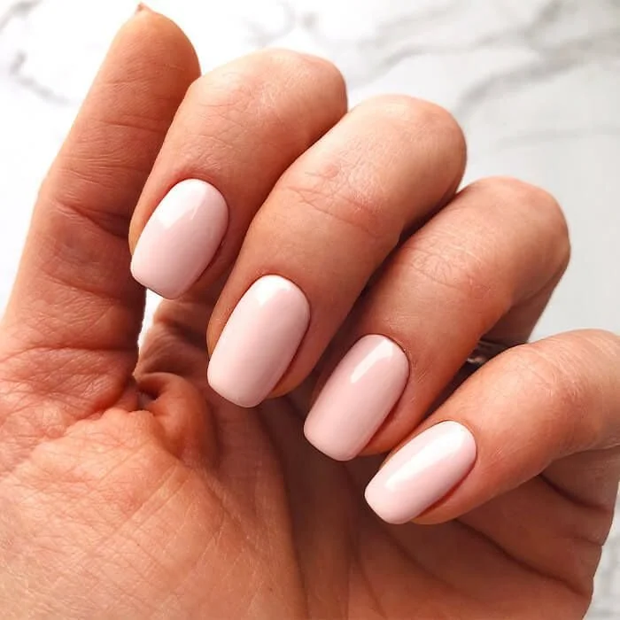 Soft Opaque Pale Pink Nails — Short Round Nails