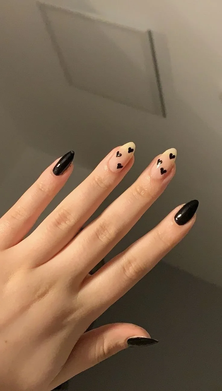 Small Black Hearts Visual Idea Small Black Hearts Visual Idea — Black Nails