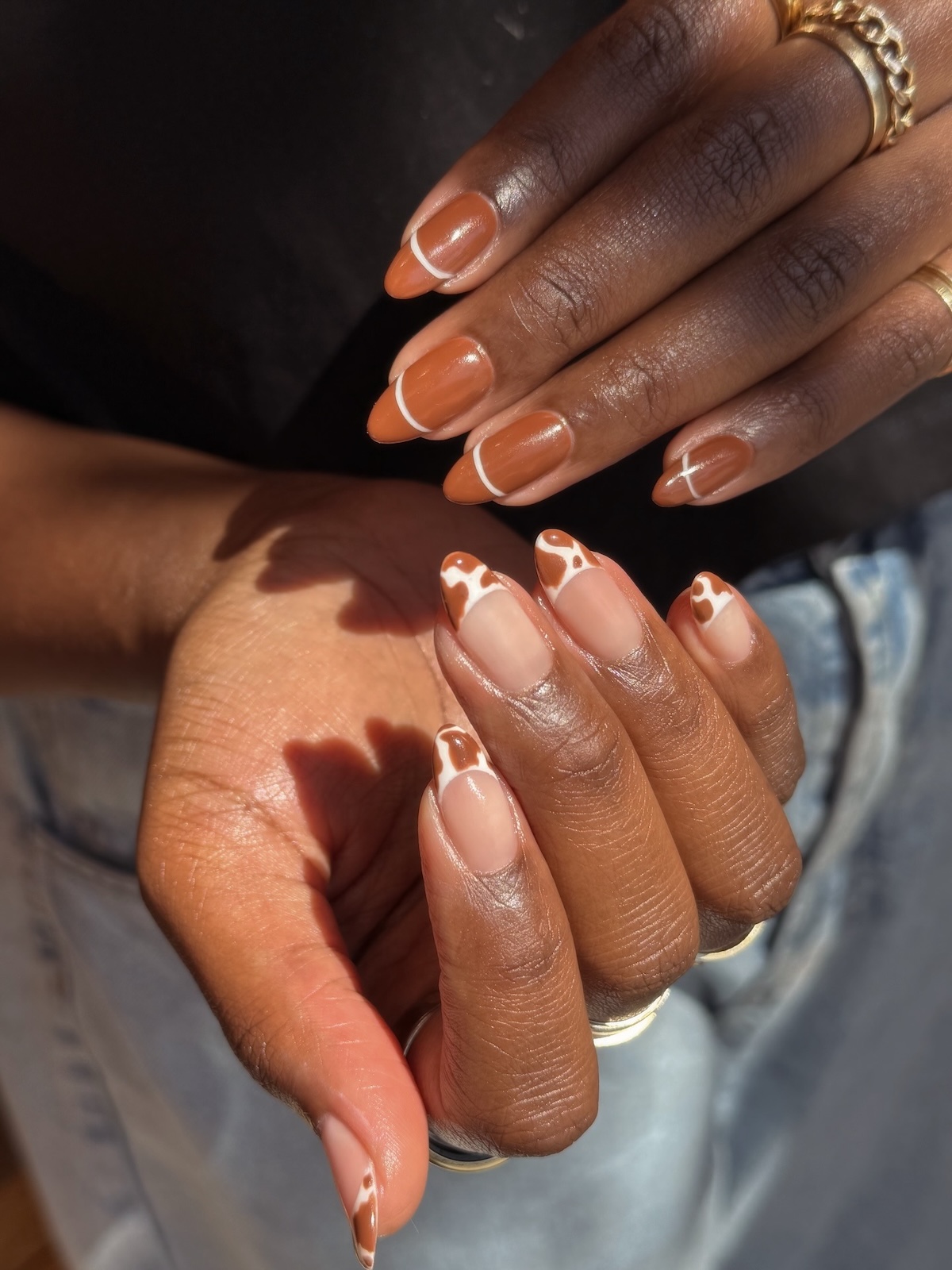 Both Hands Close-Up Visual Idea Both Hands Close-Up Visual Idea — Brown Nails