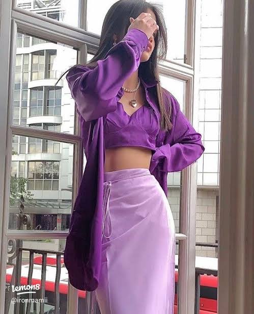 Satin-Like Purple Bralette Ensemble for Evening Glamour Purple Outfits