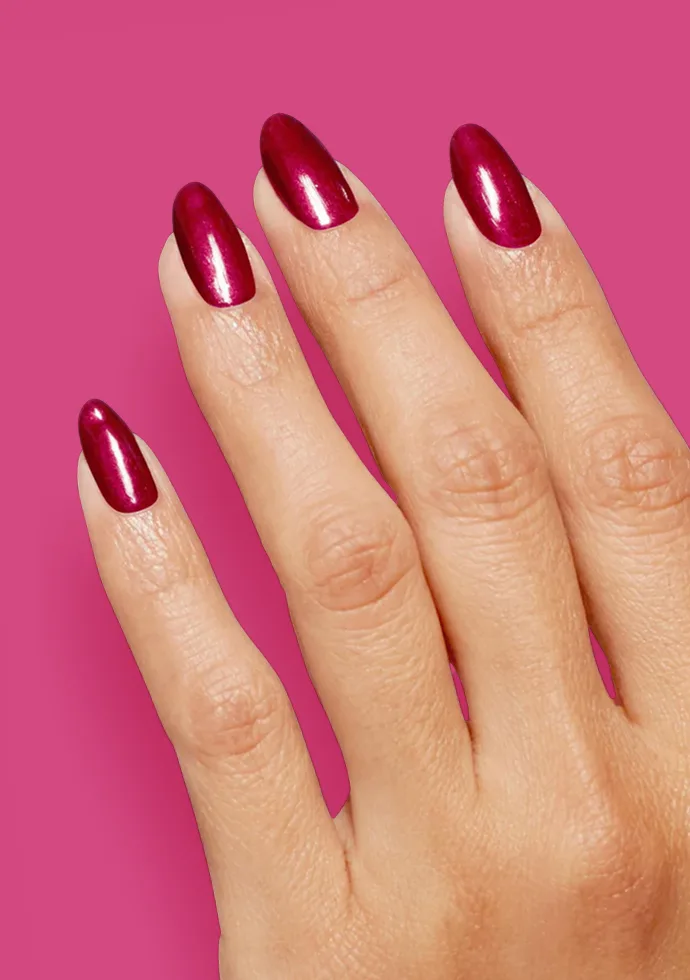 Shimmering Metallic Berry Oval Nails — Nail Colors