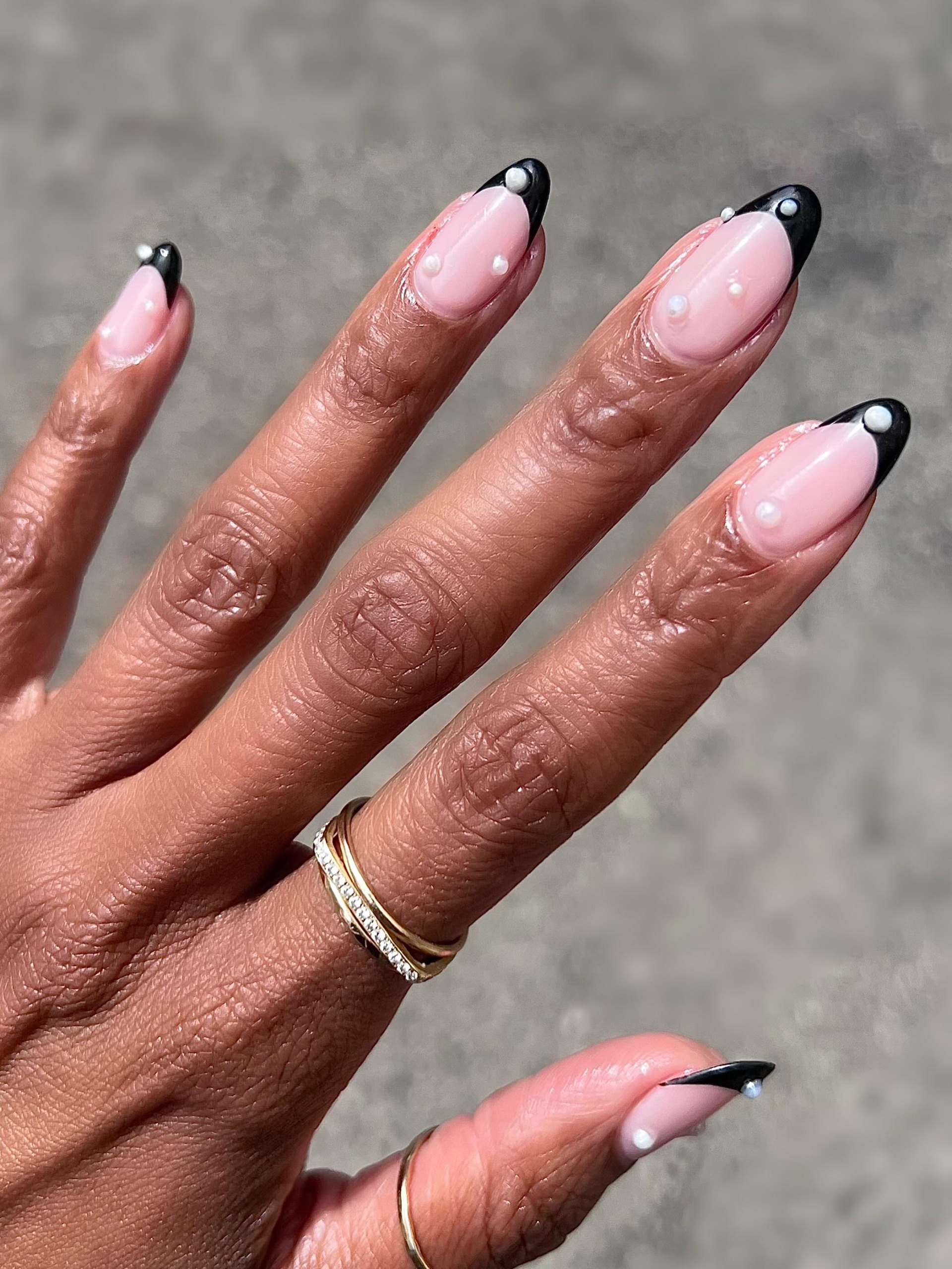 Black French Tips with White Polka Dots Black French Tips with White Polka Dots — Black French Tip Nails