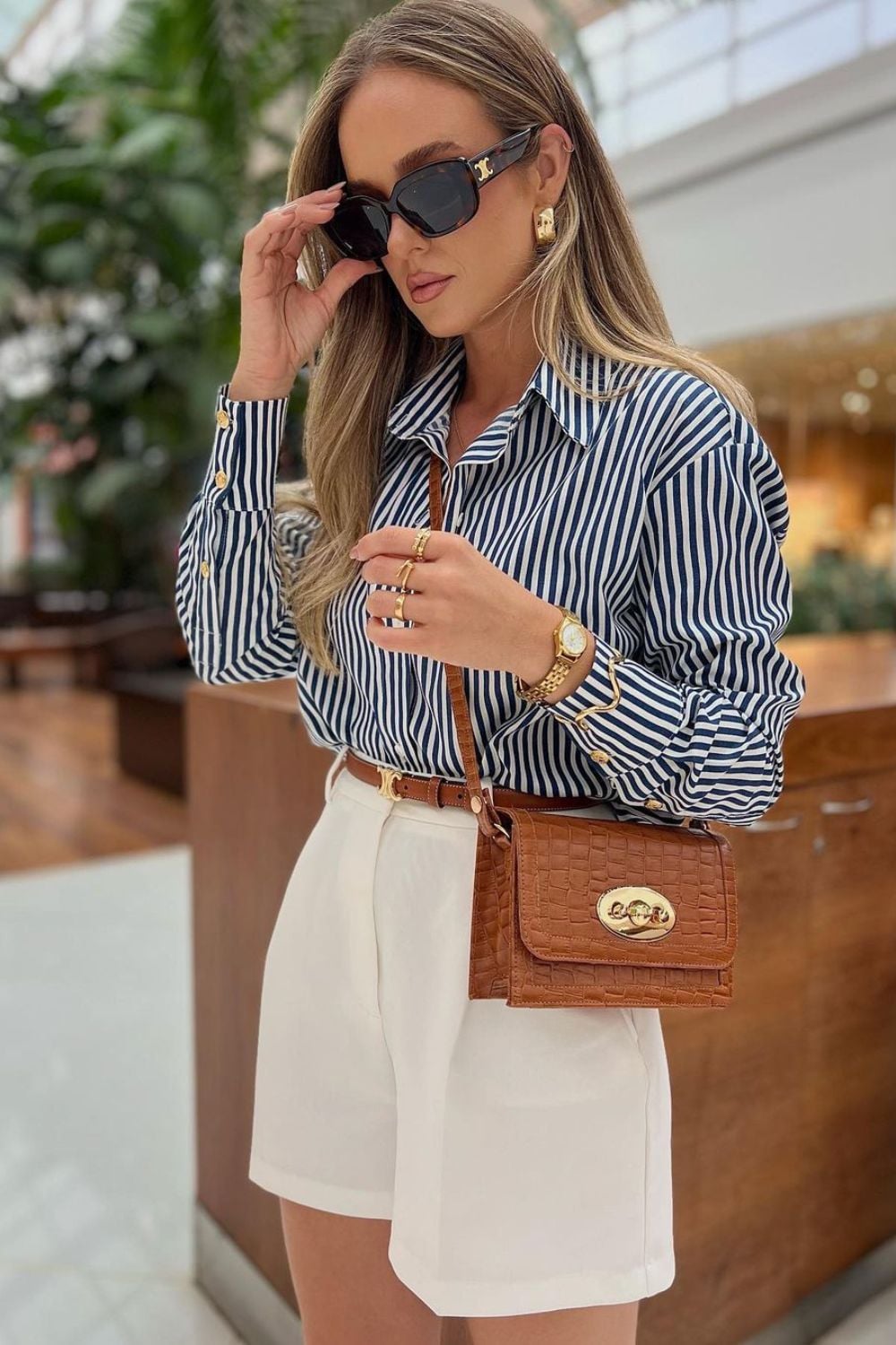 Polished Preppy: Striped Shirt and Tailored Shorts Polished Preppy: Striped Shirt and Tailored Shorts — Dressy Outfits