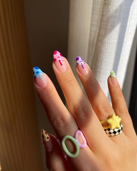 Mushroom and Polka Dot French Tips Mushroom and Polka Dot French Tips — Y2K Nails