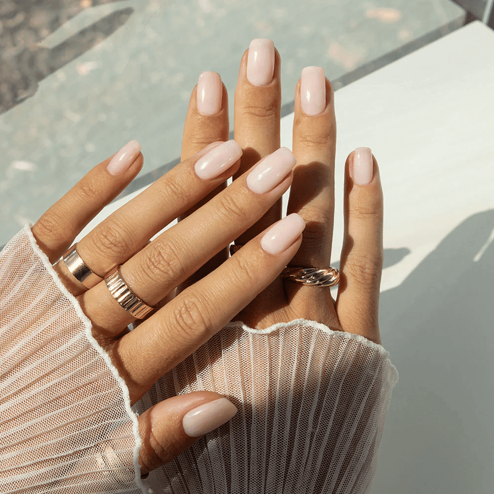 Uniform Pale Pink Short Ovals — Builder Gel Nails
