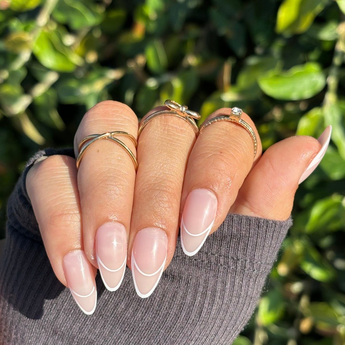 White LIES: French Tip Medium Almond Press On Nails | Lavaa Beauty