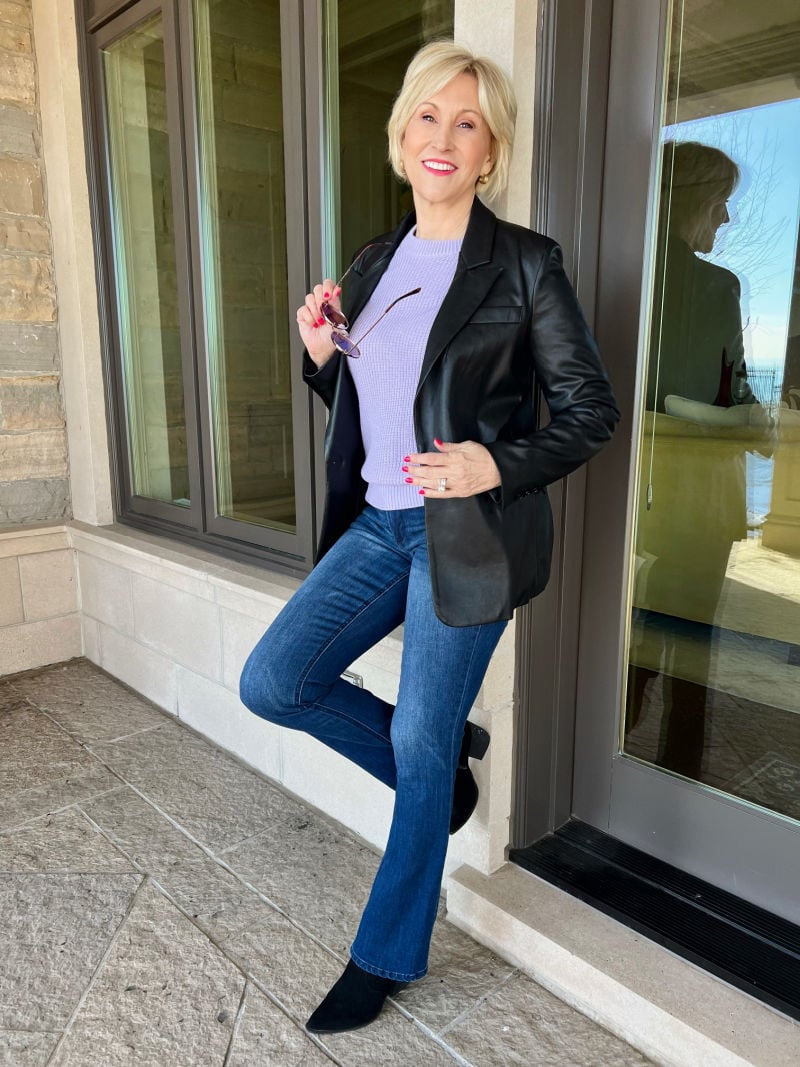 Faux Leather Blazer Adds Polish to a Casual Concert Outfit Faux Leather Blazer Adds Polish to a Casual Concert Outfit — Concert Outfits