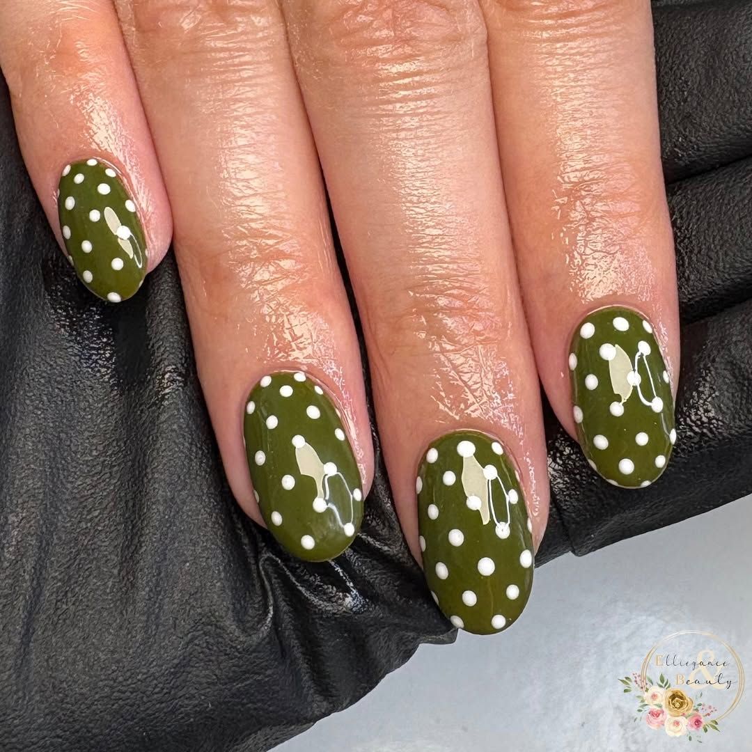 Glossy Visual Idea — Olive Green Nails