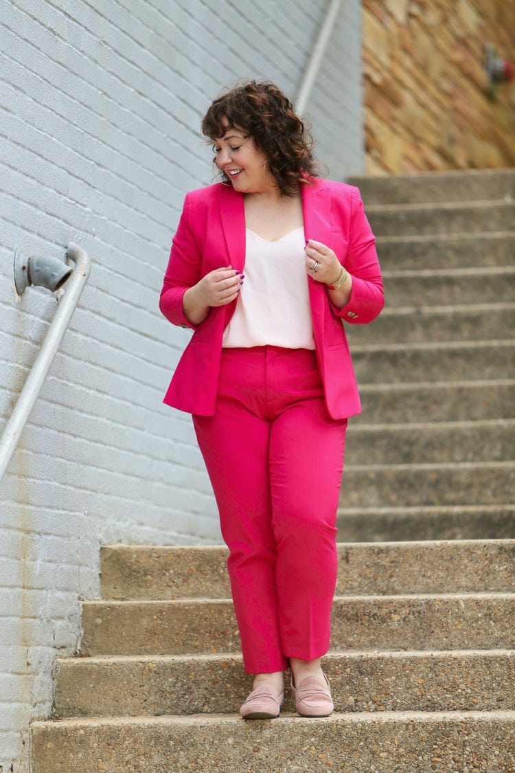 Bold Bright Pink Suit for Professional Polish — Curvy Outfits