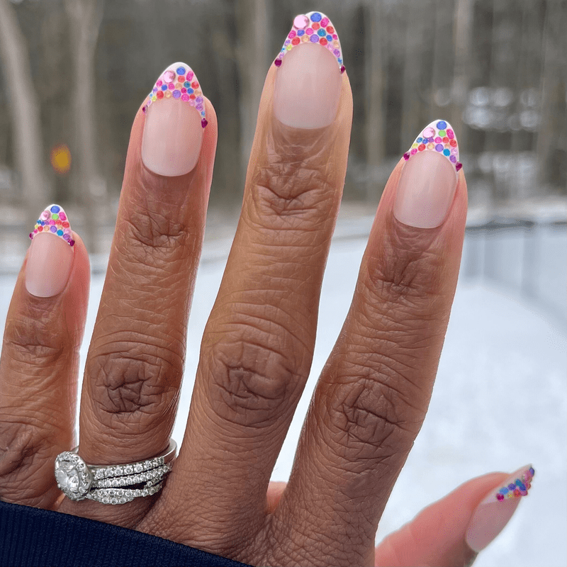 One Hand Visual Idea One Hand Visual Idea — Rhinestone Nails