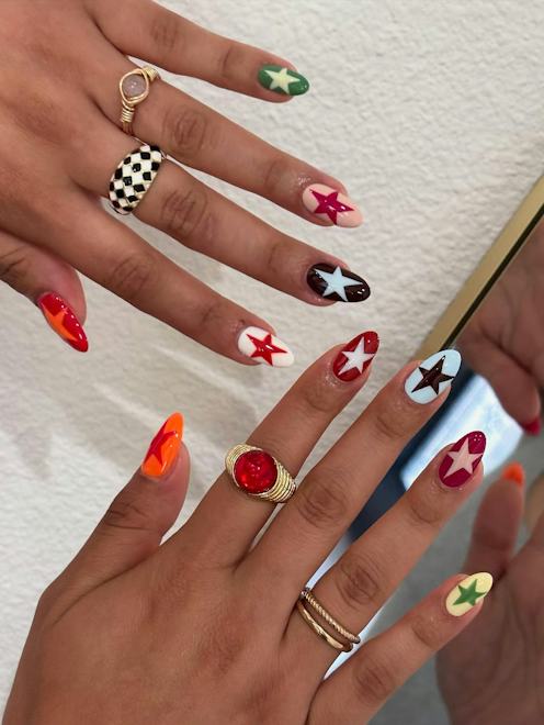 Multi-Color Stiletto Star Nails Multi-Color Stiletto Star Nails