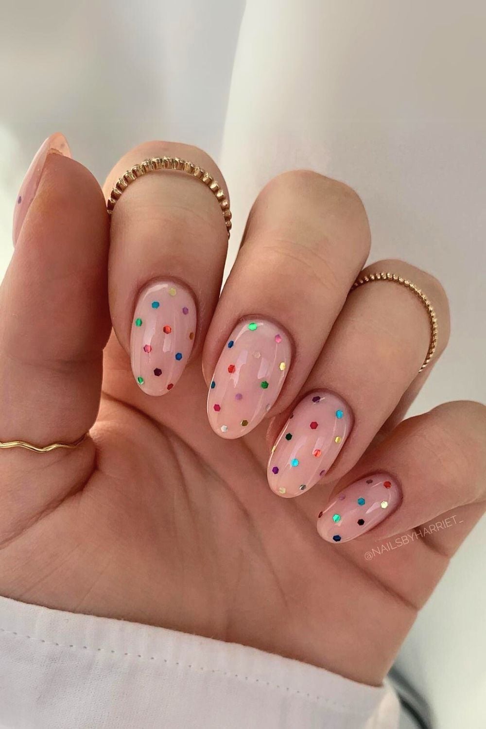 Sheer Pink Confetti Dot Party Nails Sheer Pink Confetti Dot Party Nails — Birthday Nails
