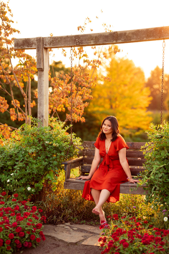 Red Fit-and-Flare Midi Dress with Flutter Sleeves Red Fit-and-Flare Midi Dress with Flutter Sleeves — Senior Picture Outfits
