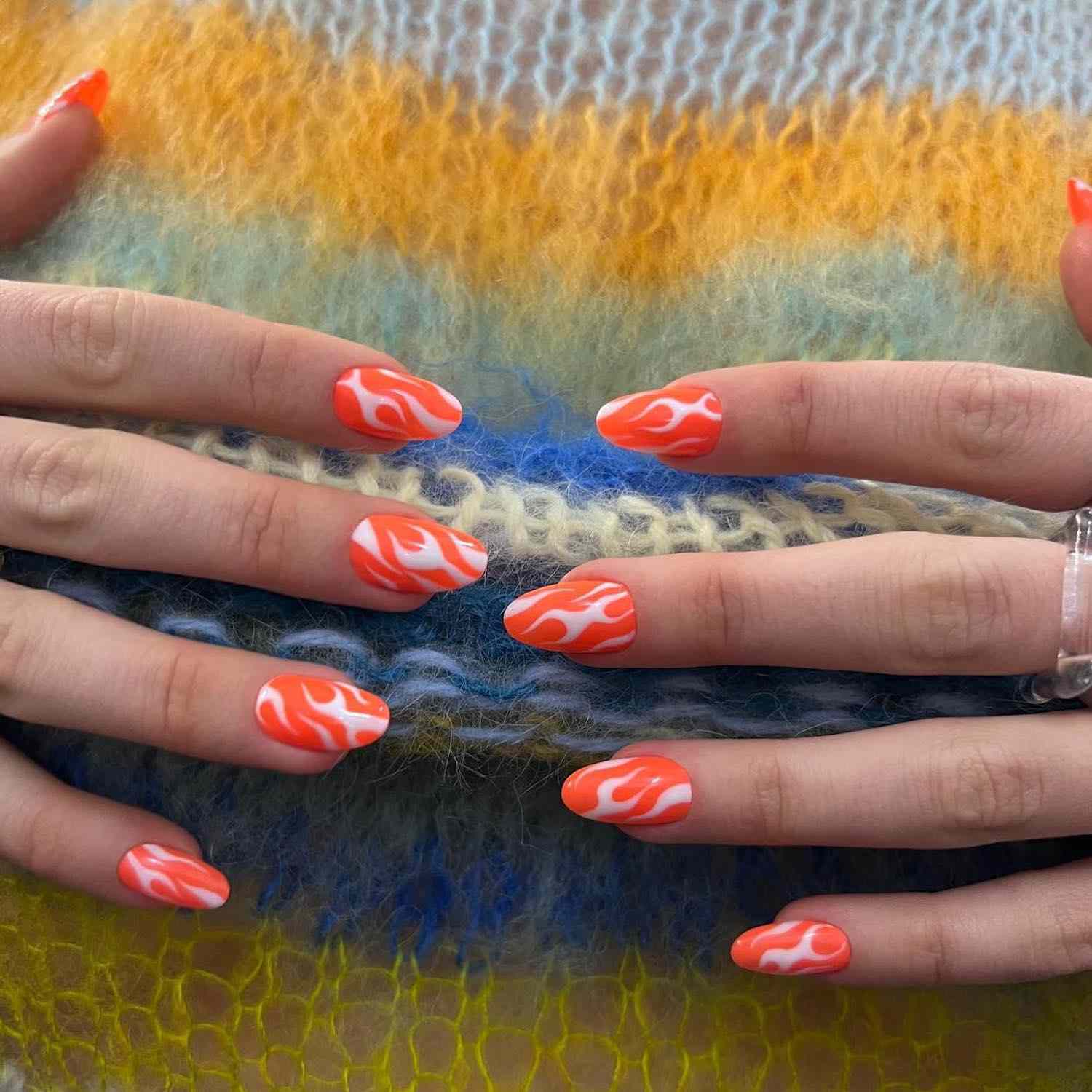 Flame Motif On All Nails Visual Idea Flame Motif On All Nails Visual Idea — Coral Nails