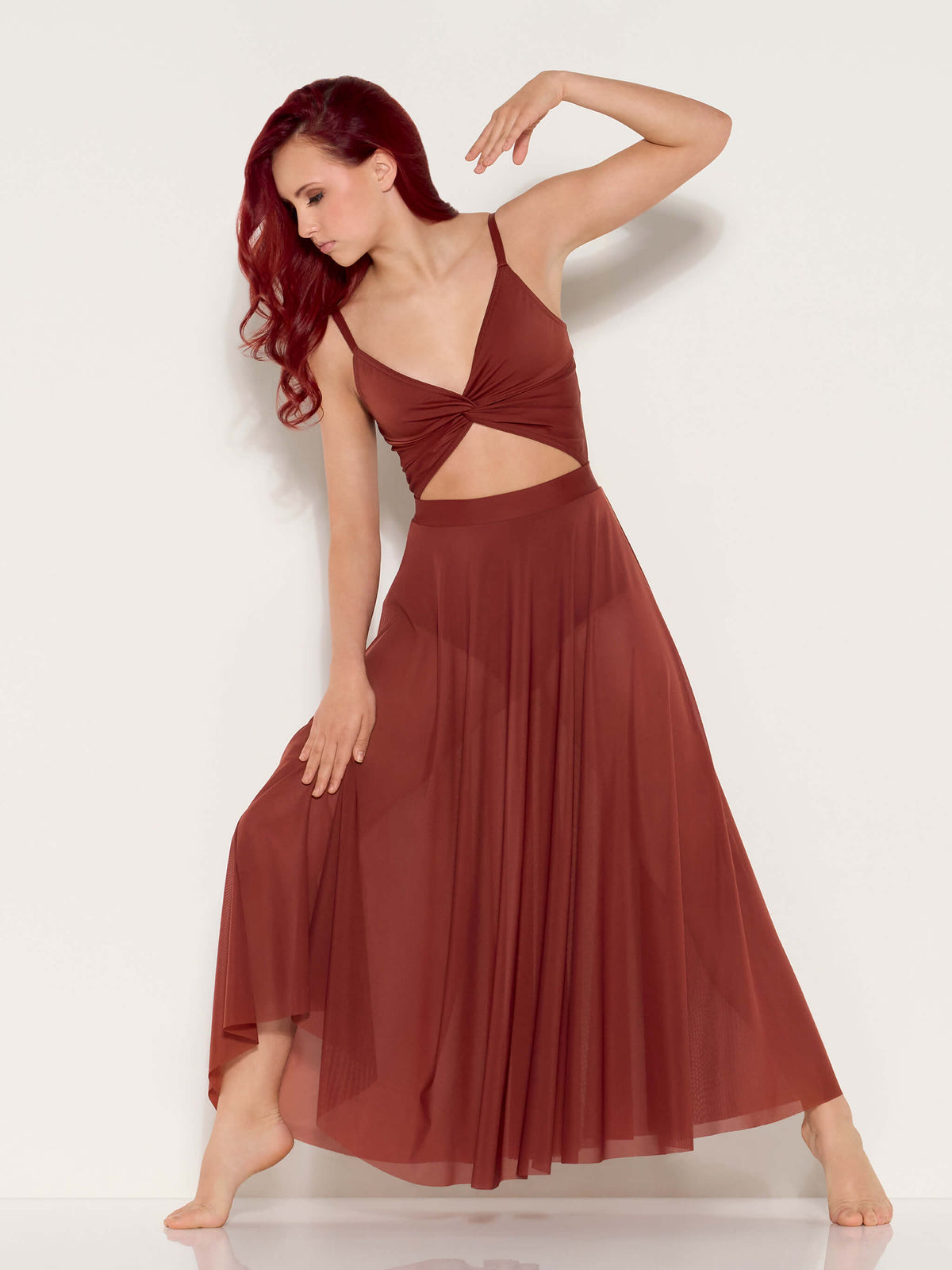 Rust-Colored Twisted Crop Top and Flowing Chiffon Maxi Skirt Rust-Colored Twisted Crop Top and Flowing Chiffon Maxi Skirt — Dance Outfits