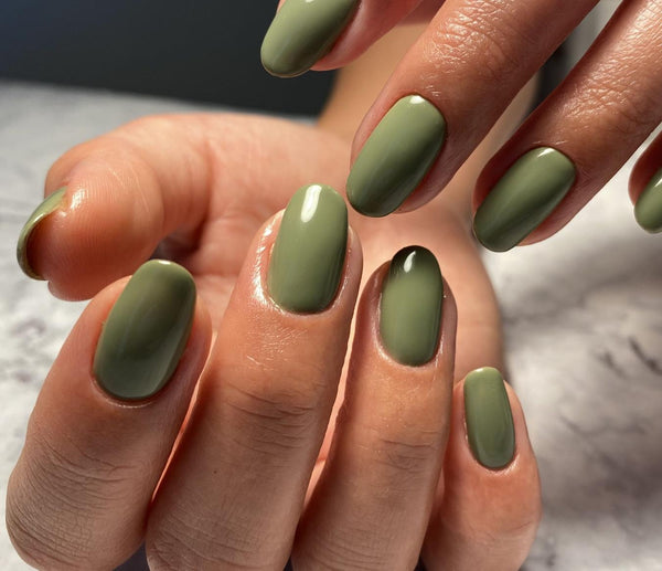 Muted Olive Green Ombre Oval Nails — Nails for Olive Skin