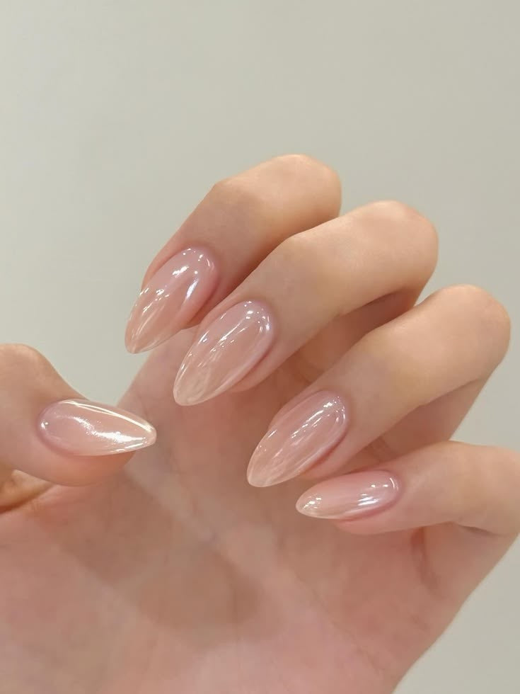 Soft Glow Milky Nude Chrome Soft Glow Milky Nude Chrome — Glazed Donut Nails