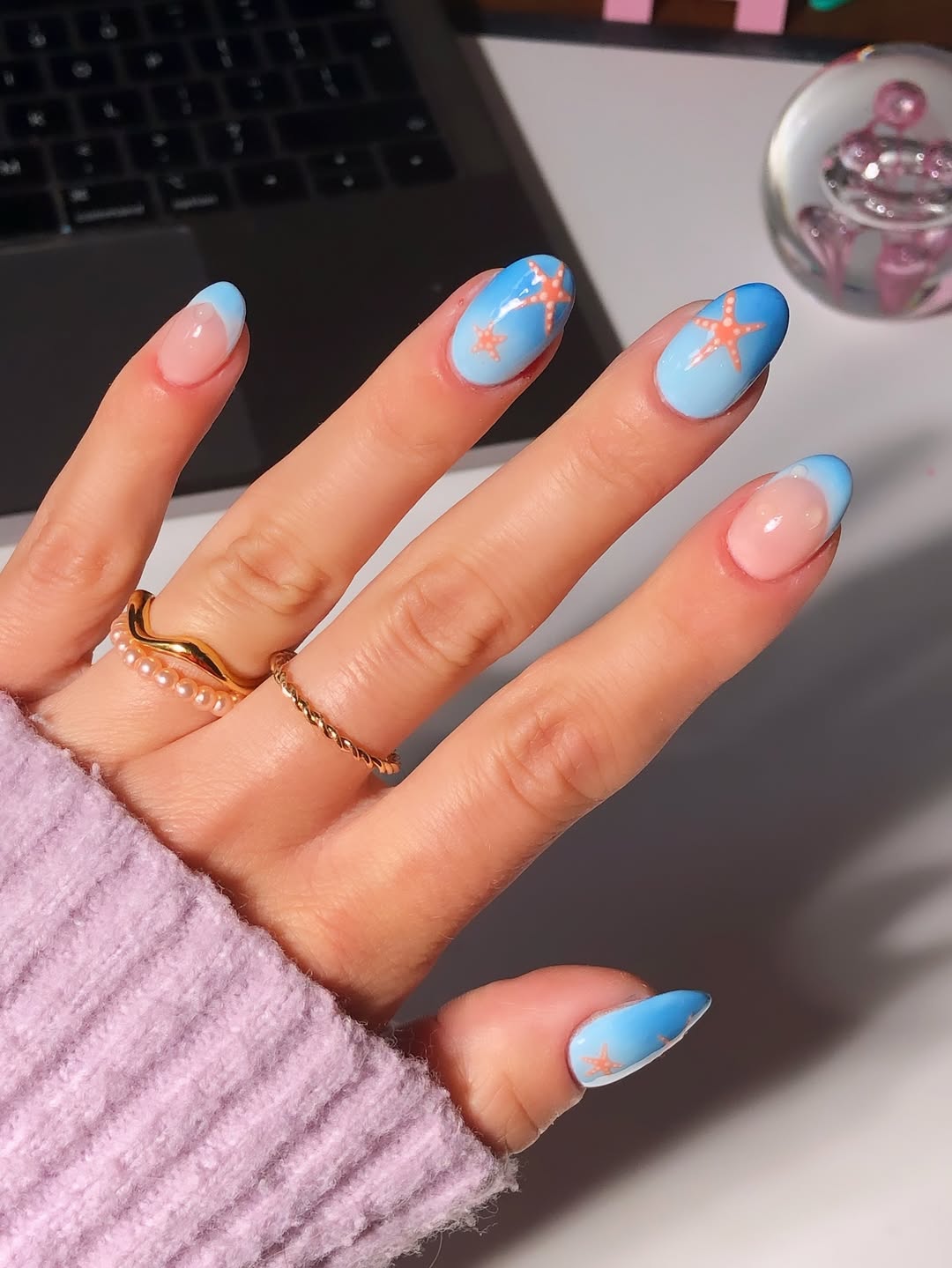 Understated Nude French with Starfish Understated Nude French with Starfish — Cruise Nails
