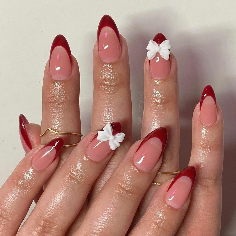Valentines Visual Idea — Red French Tip Nails
