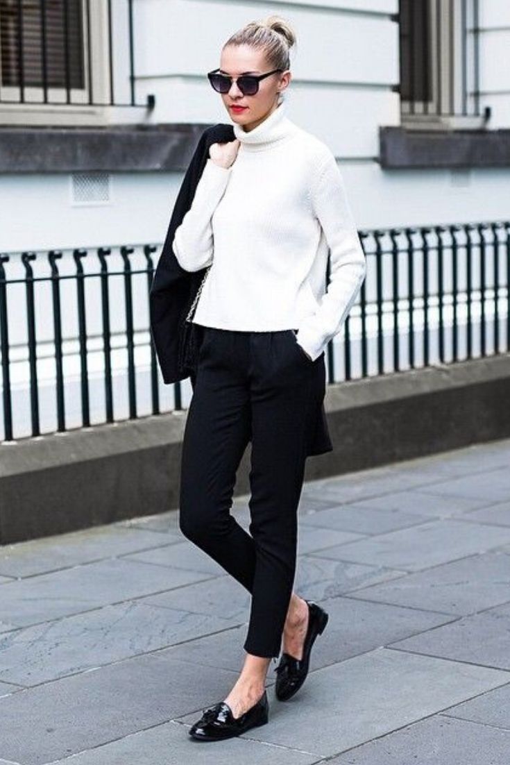 Turtleneck, Black Trousers, and Draped Blazer for Polished Casual — Minimalist Outfits