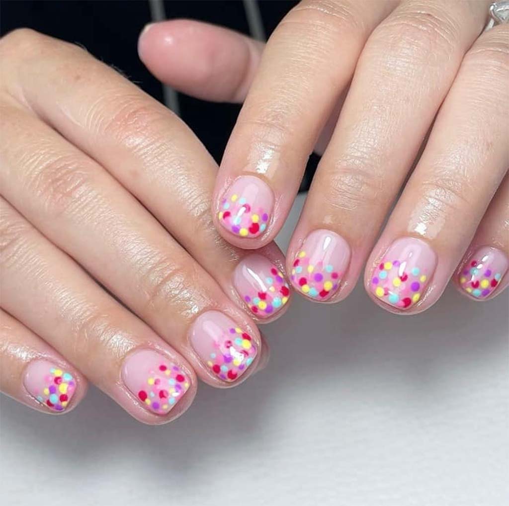 Confetti Dot Pink Squares Confetti Dot Pink Squares — Short Gel Nails