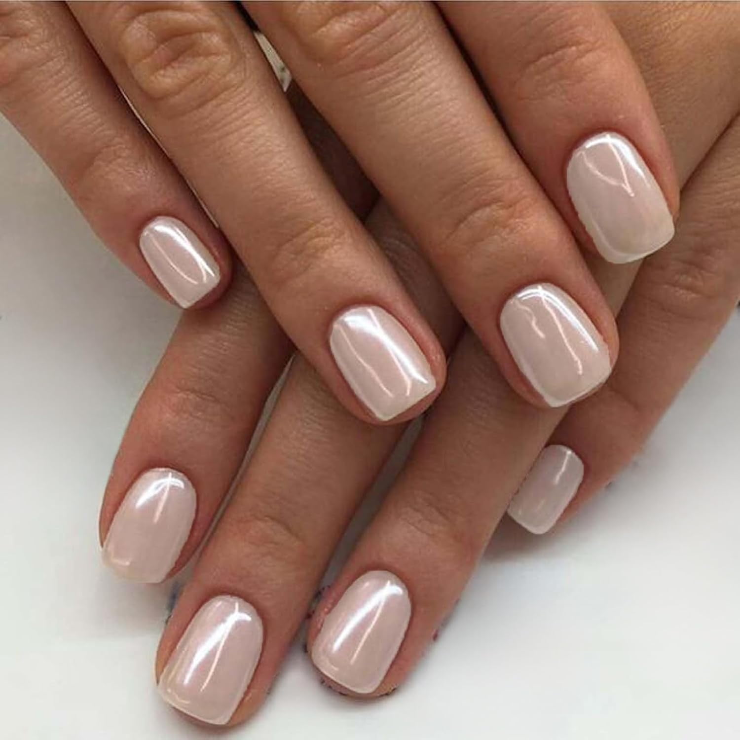 Pearlescent Glossy Visual Idea Pearlescent Glossy Visual Idea — Glazed Donut Nails