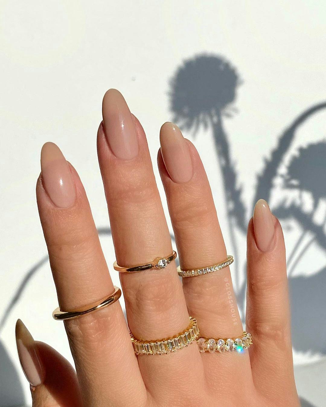 Opaque Medium Beige Almond Nails Opaque Medium Beige Almond Nails — Nude Nails