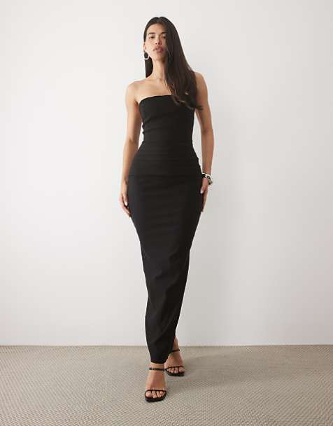 Black Strapless Ribbed Maxi Dress Black Strapless Ribbed Maxi Dress — Going Out Outfits