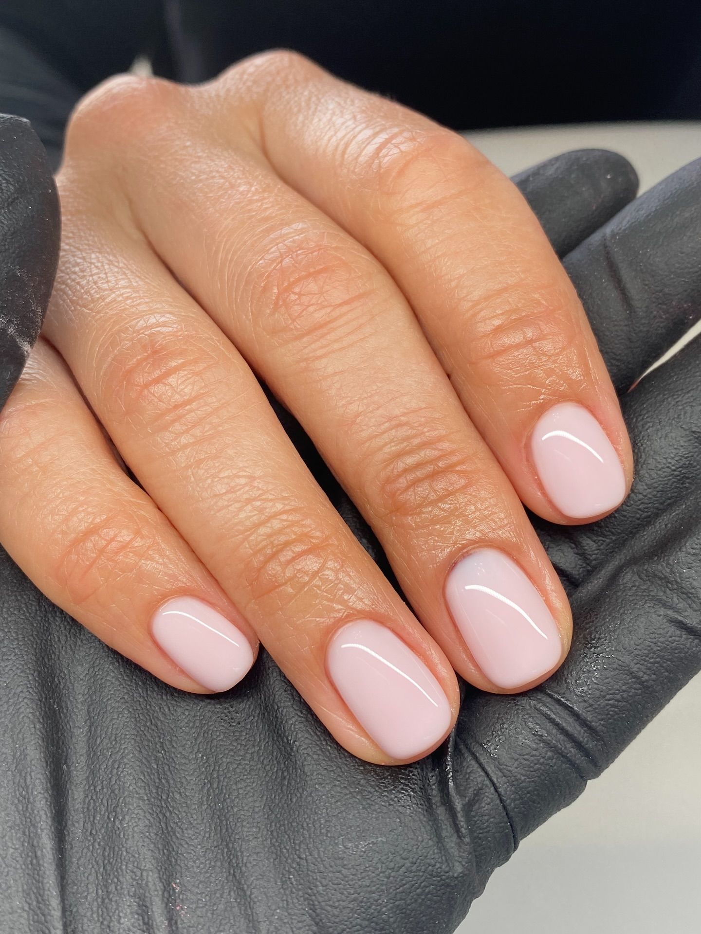 Sheer Light Pink Glossy Nails — Short Round Nails