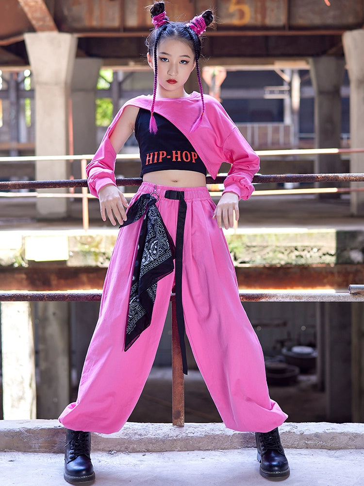 Sequined Hip Hop Pants with Layered Cropped Tops Sequined Hip Hop Pants with Layered Cropped Tops — Dance Outfits