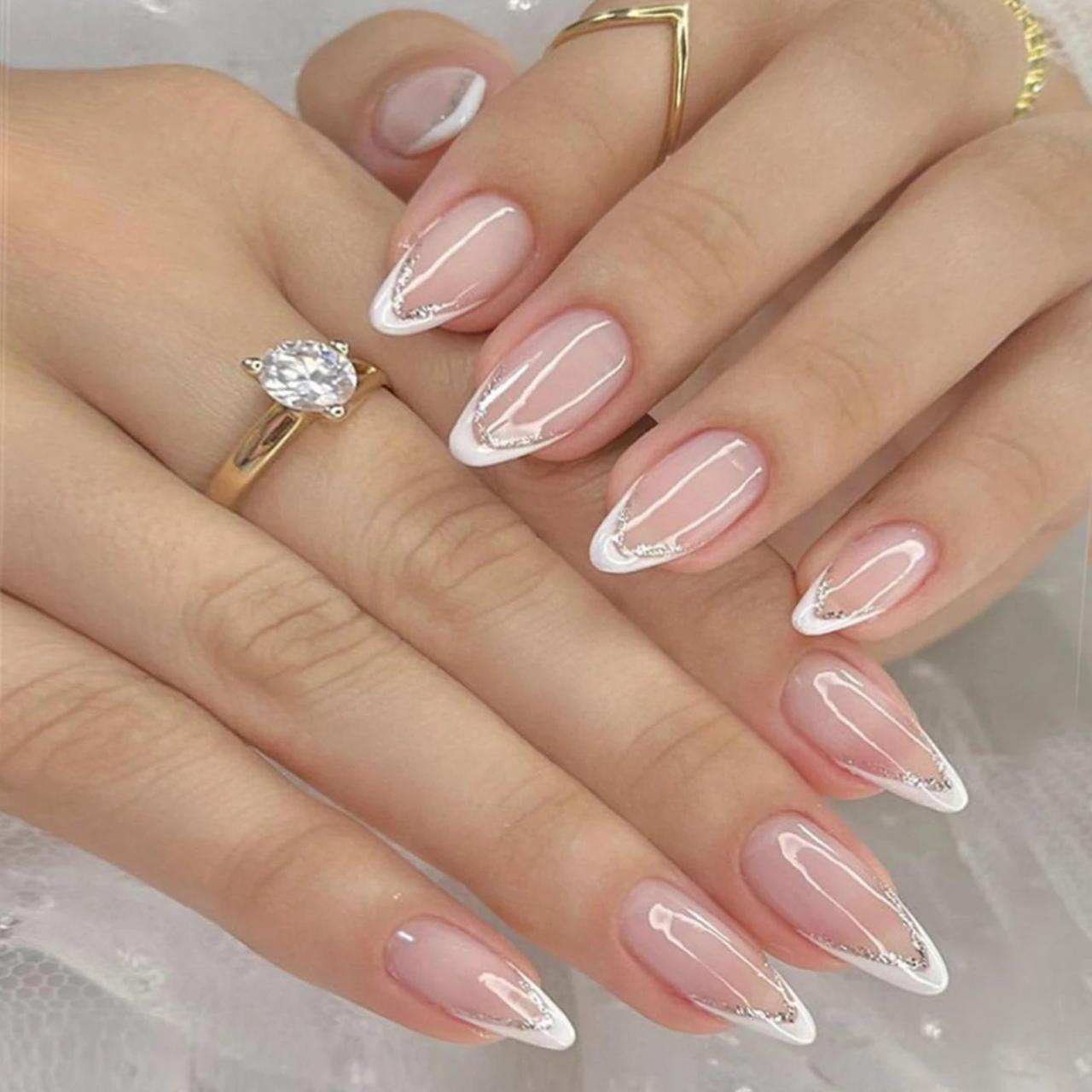 Evening Visual Idea — Almond French Tip Nails