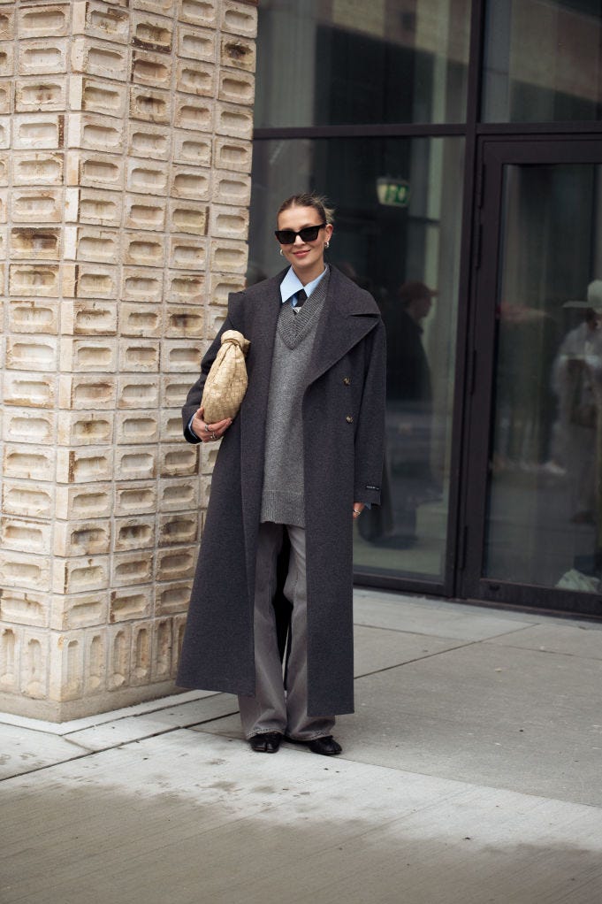 Layered Grey Overcoat with Sweater Vest Layered Grey Overcoat with Sweater Vest — Office Siren Outfits