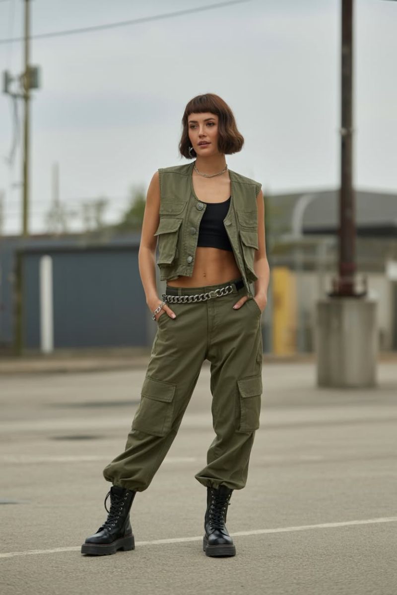 Utility Vest and Cargo Pants for an Edgy Ensemble Utility Vest and Cargo Pants for an Edgy Ensemble — Baddie Outfits