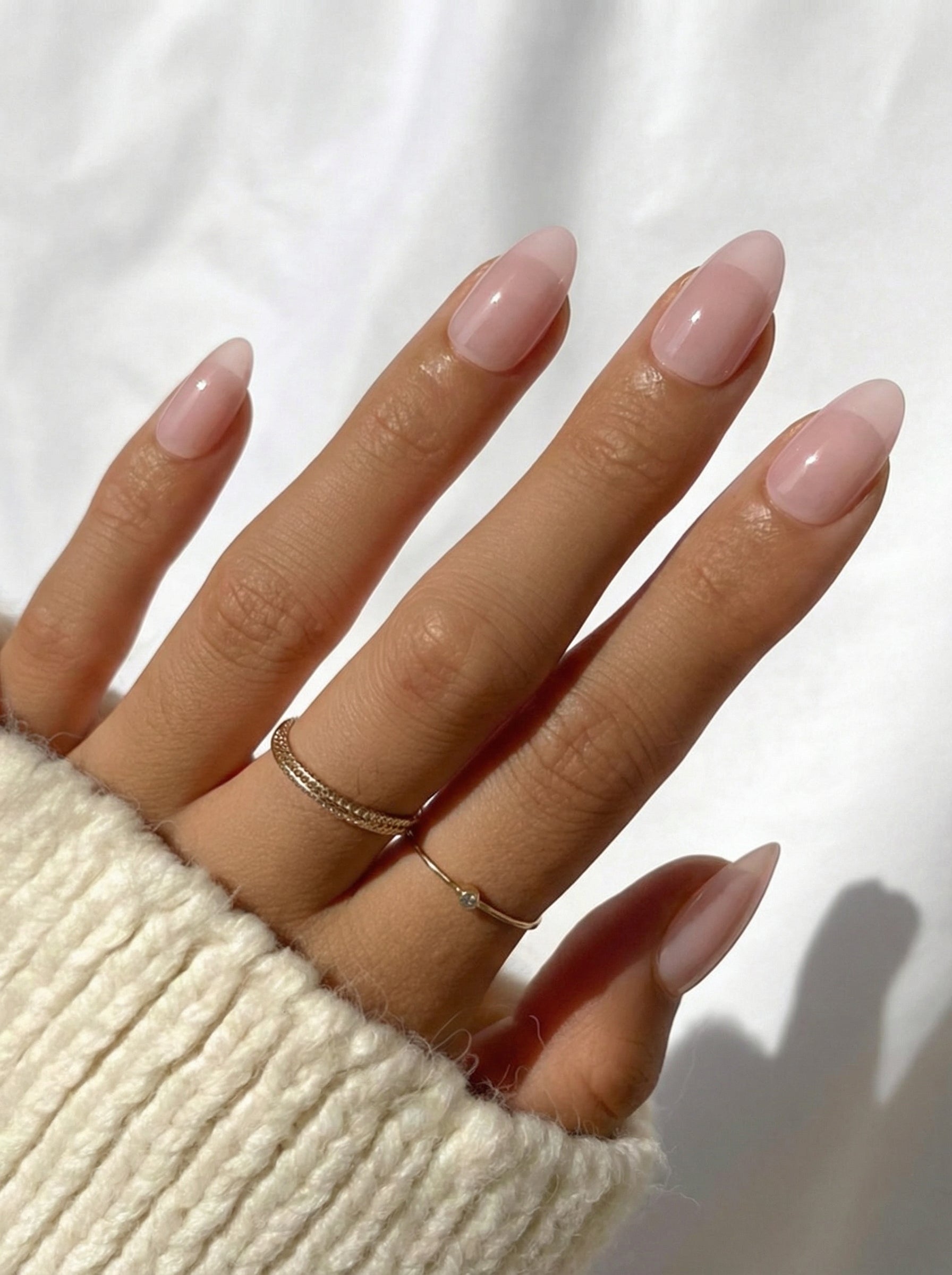 Short Sheer Milky Pink Almond Nails Short Sheer Milky Pink Almond Nails