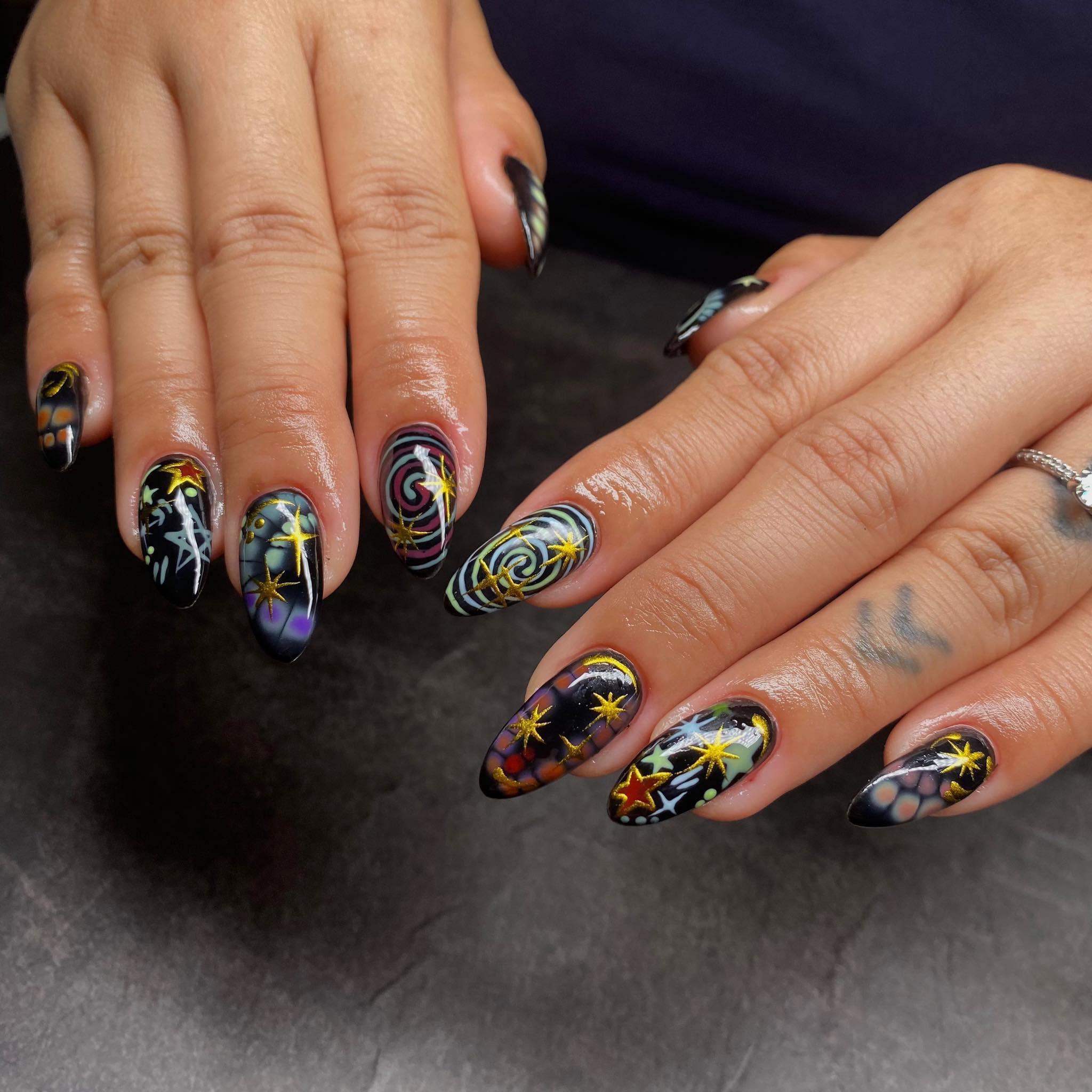 Cosmic Swirls and Stars Ovals Cosmic Swirls and Stars Ovals — Concert Nails