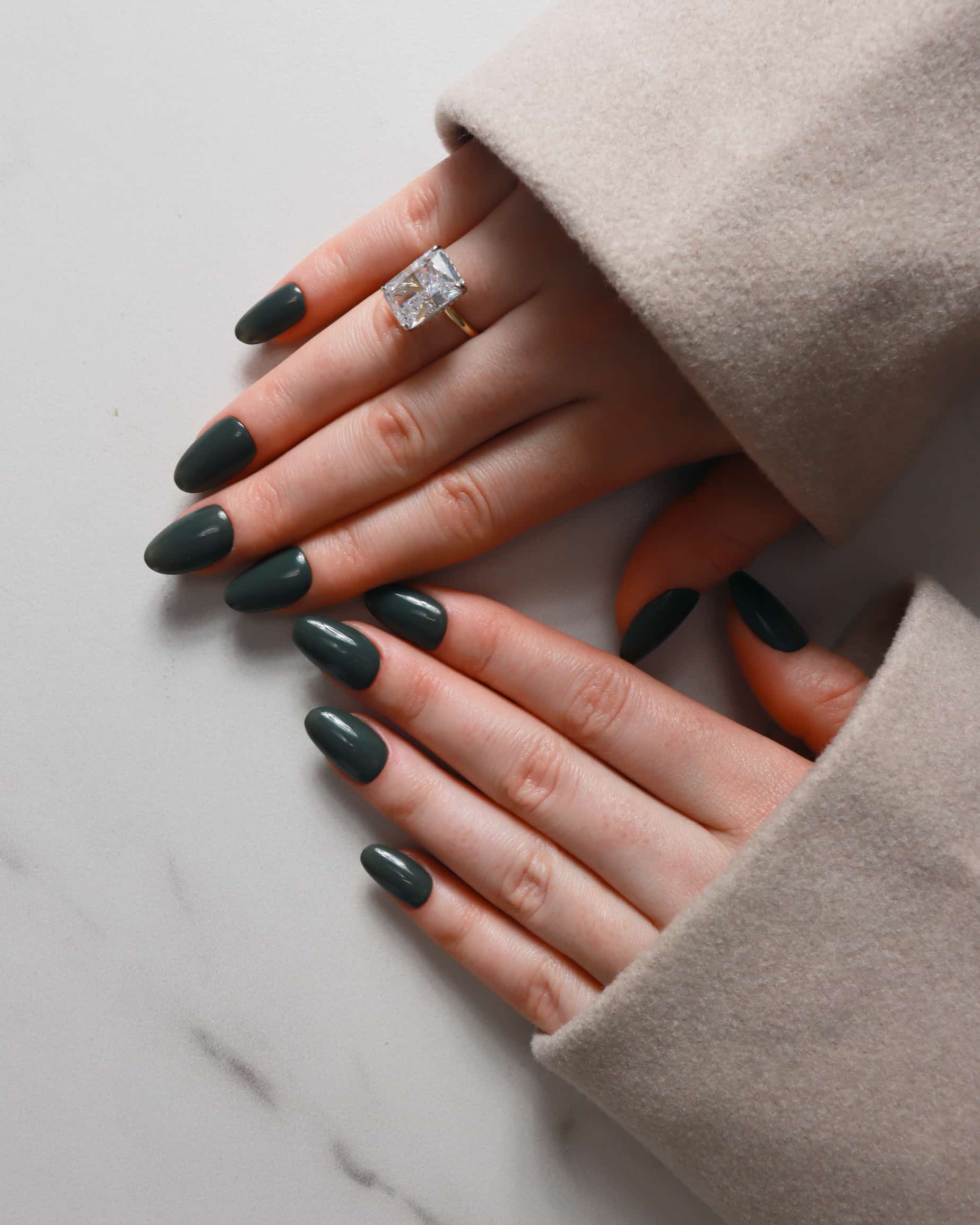 Olive Green Nails | Luxury Solid Color Nail Extensions | High-Gloss Hard Gel Nails | Inglass Nails