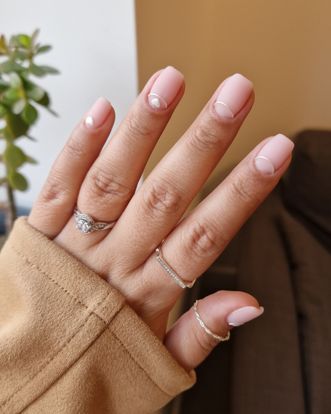 Pale Pink Squoval with Silver Accents Pale Pink Squoval with Silver Accents — Squoval Nails