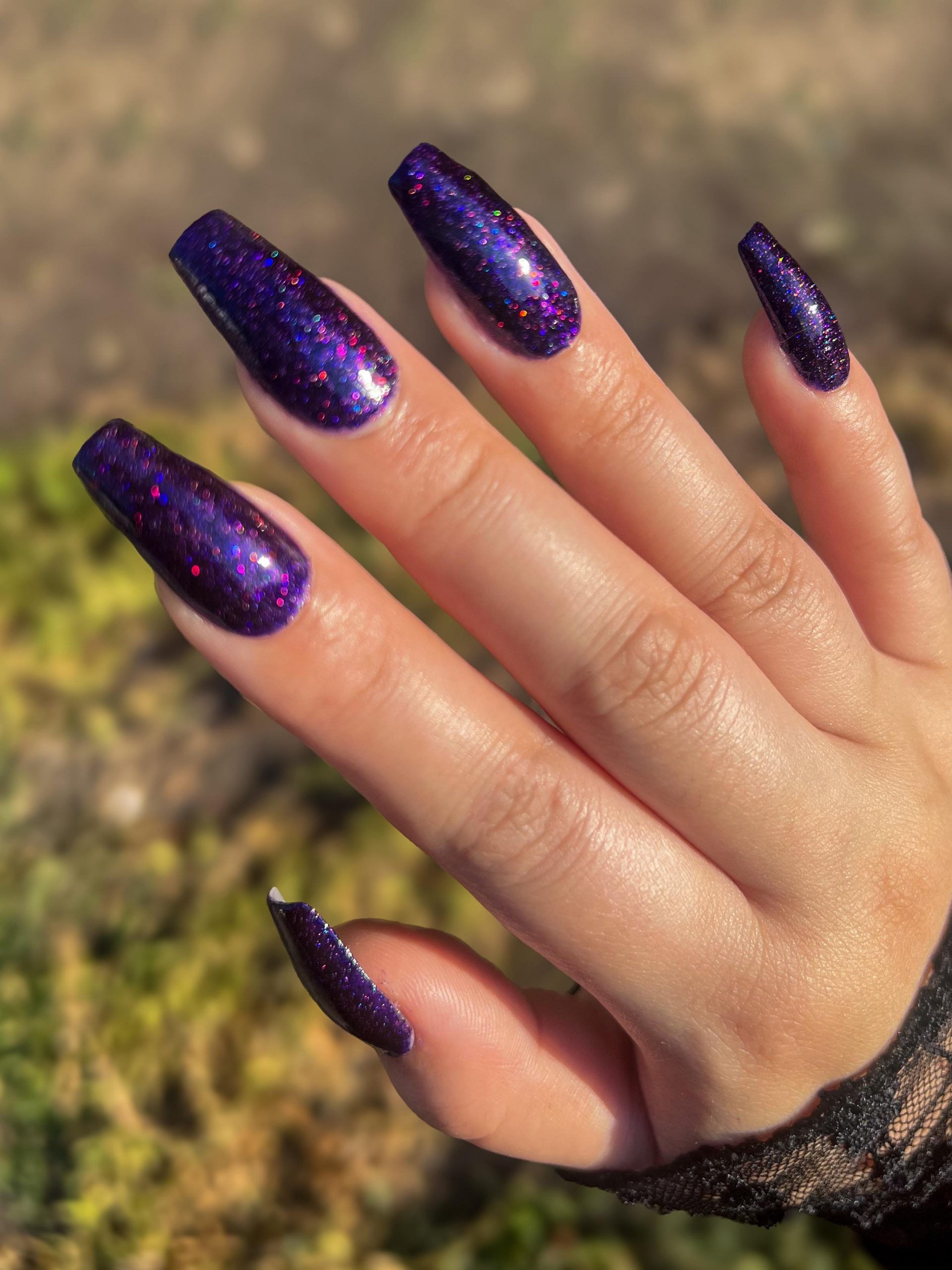 Dark Purple Multi-Color Glitter Coffin Dark Purple Multi-Color Glitter Coffin — Dark Purple Nails