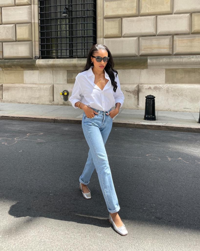 Oversized White Button-Down with Light Wash Jeans — Clean Girl Outfits